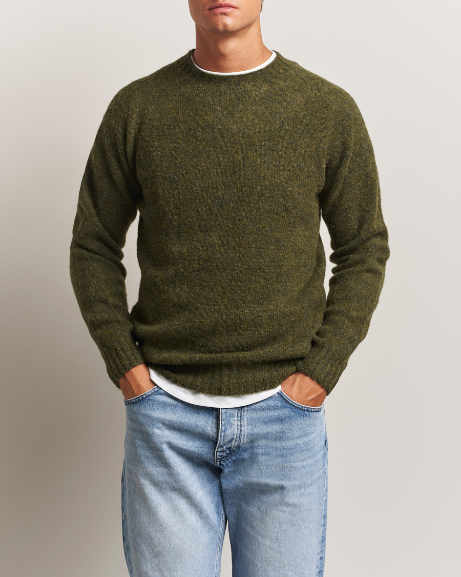 Herre | Trøjer | Harley Of Scotland | Brushed Supersoft Lambswool Crewneck Scots Pine