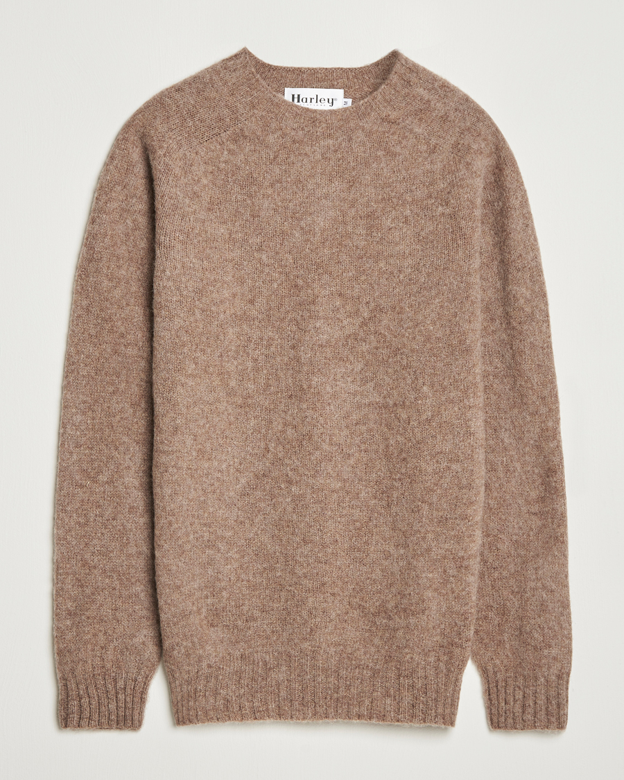 Herre | Trøjer | Harley Of Scotland | Brushed Supersoft Lambswool Crewneck Tundra