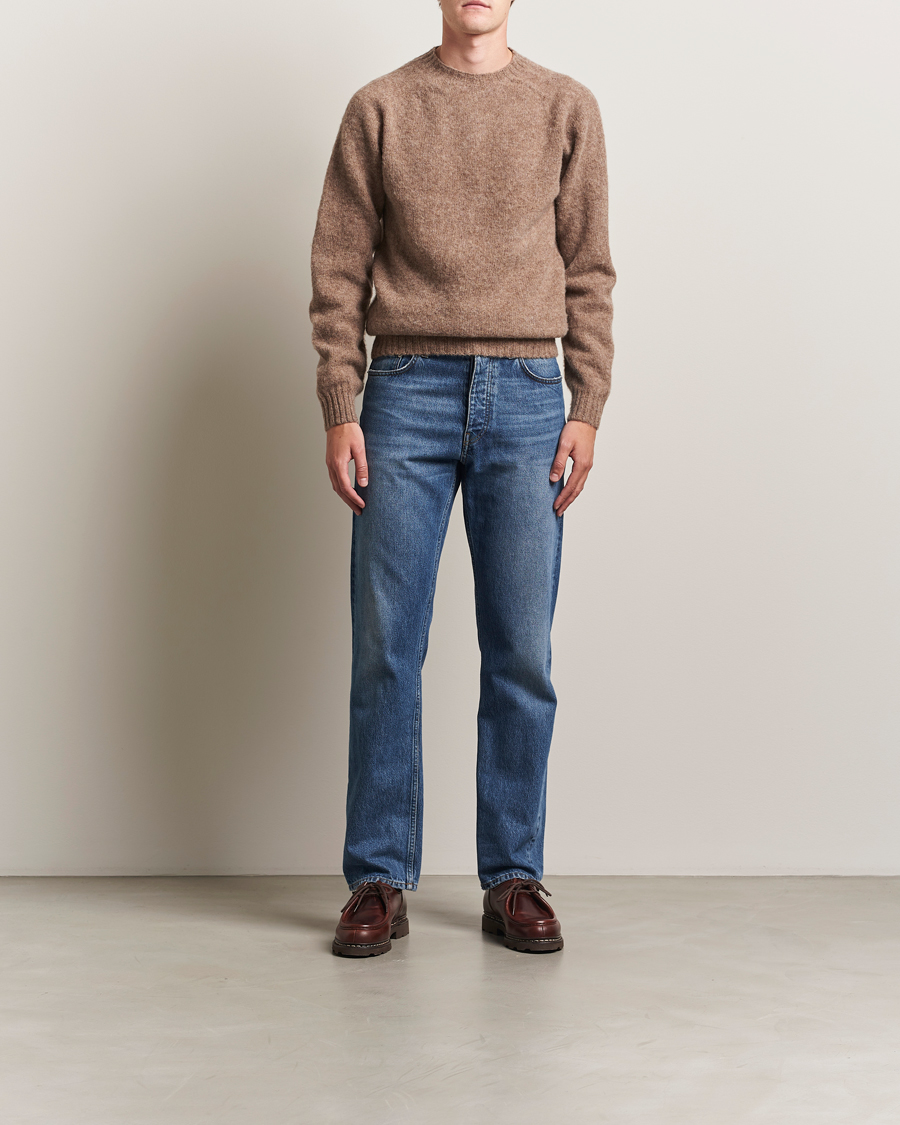 Herre | Trøjer | Harley Of Scotland | Brushed Supersoft Lambswool Crewneck Tundra