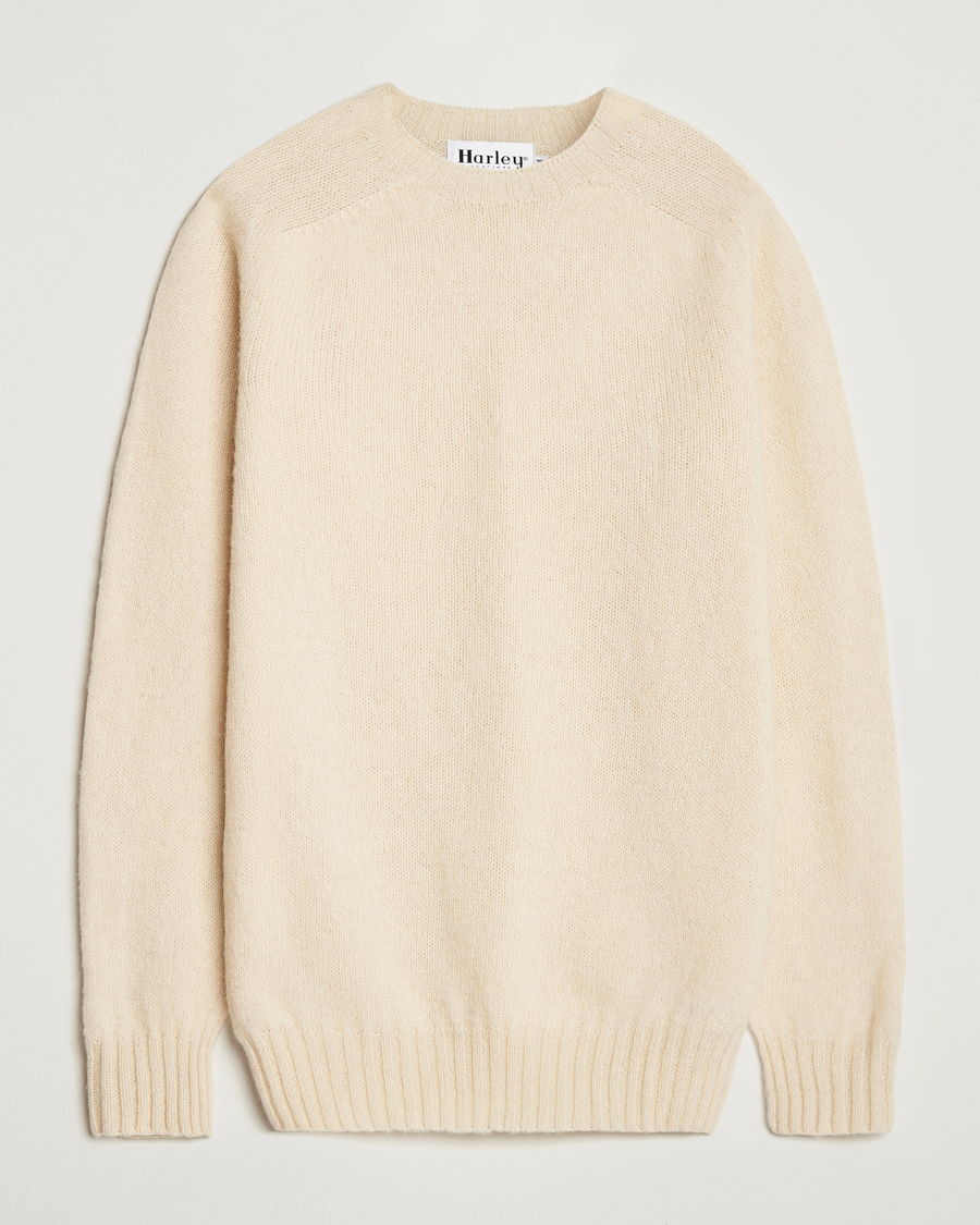 Herre | Trøjer | Harley Of Scotland | Brushed Supersoft Lambswool Crewneck Vanilla
