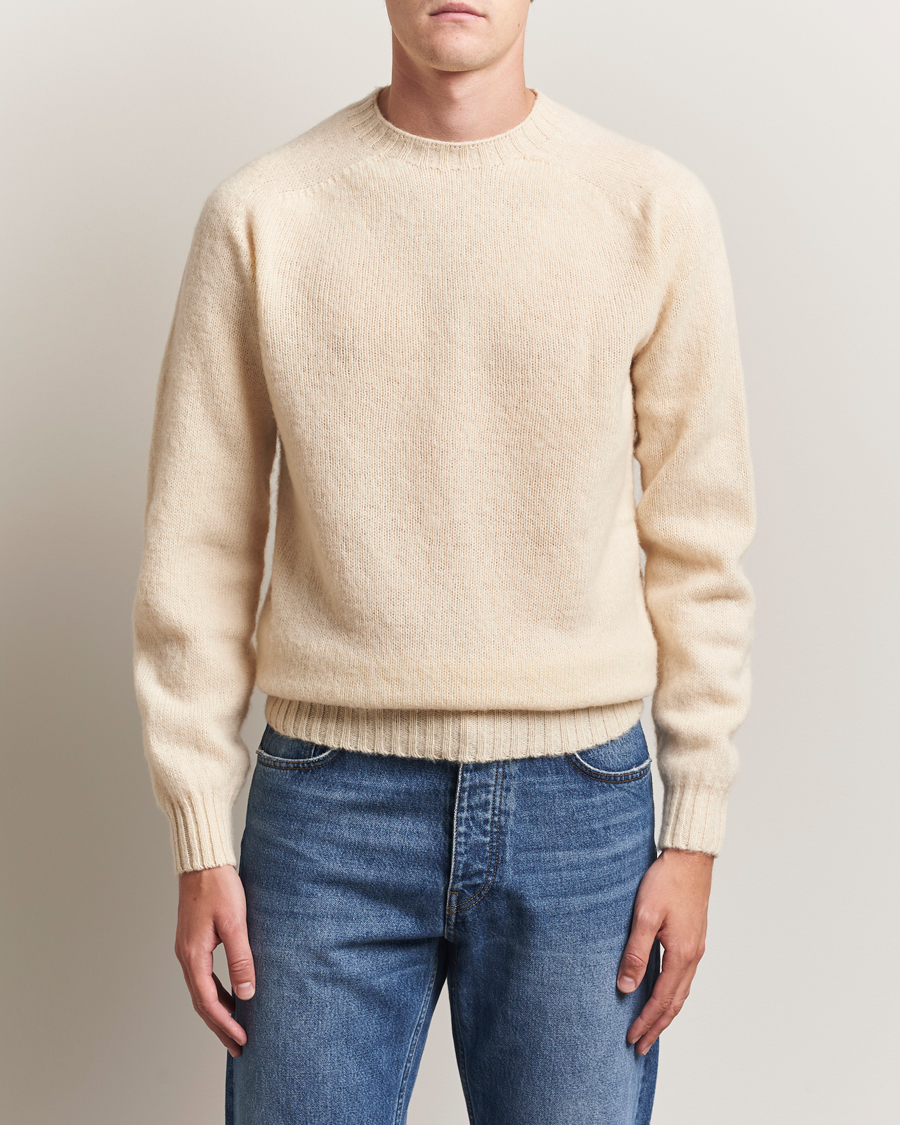 Herre | Trøjer | Harley Of Scotland | Brushed Supersoft Lambswool Crewneck Vanilla