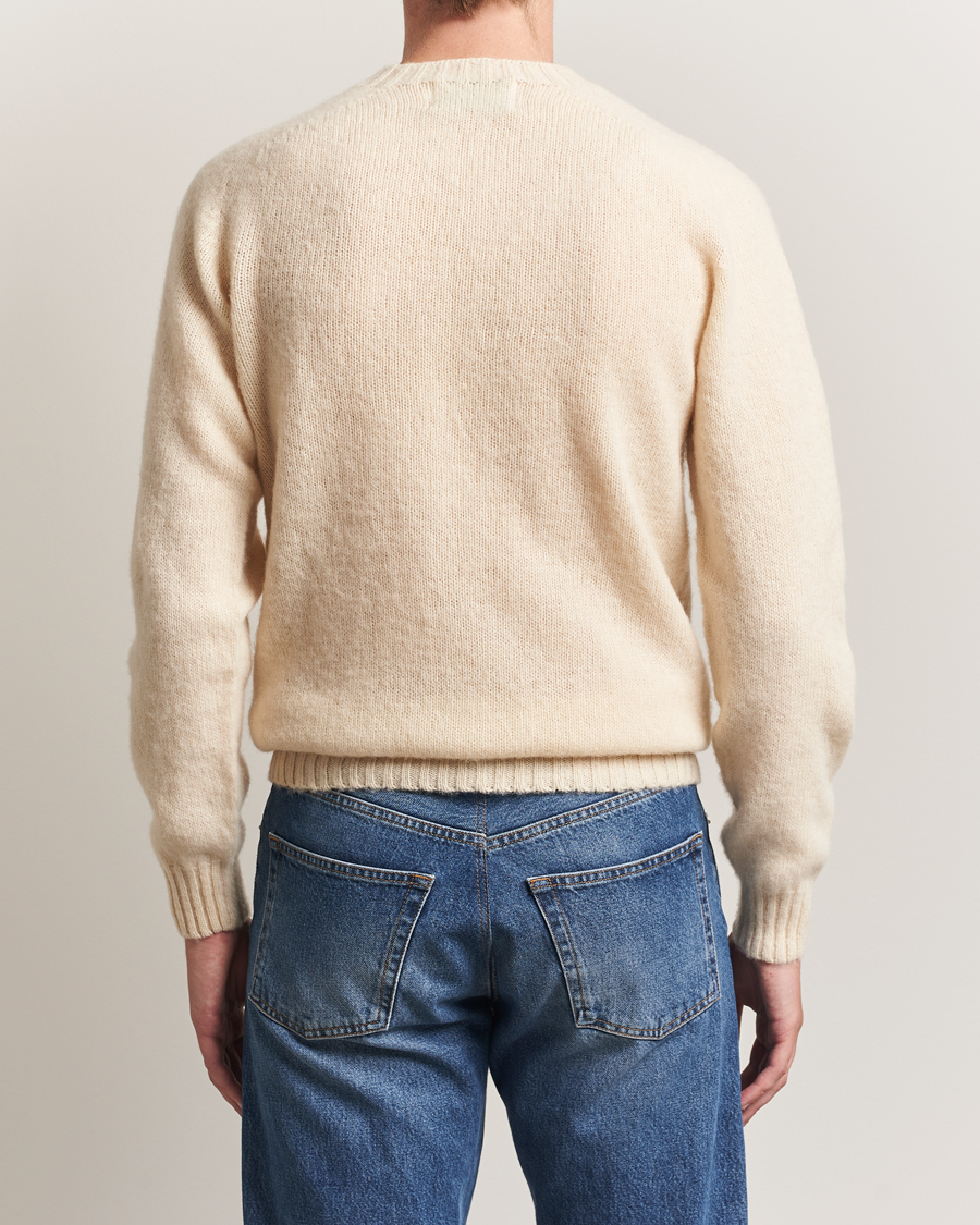 Herre | Trøjer | Harley Of Scotland | Brushed Supersoft Lambswool Crewneck Vanilla