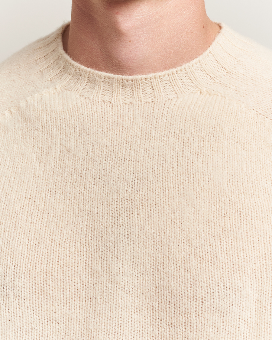 Herre | Trøjer | Harley Of Scotland | Brushed Supersoft Lambswool Crewneck Vanilla