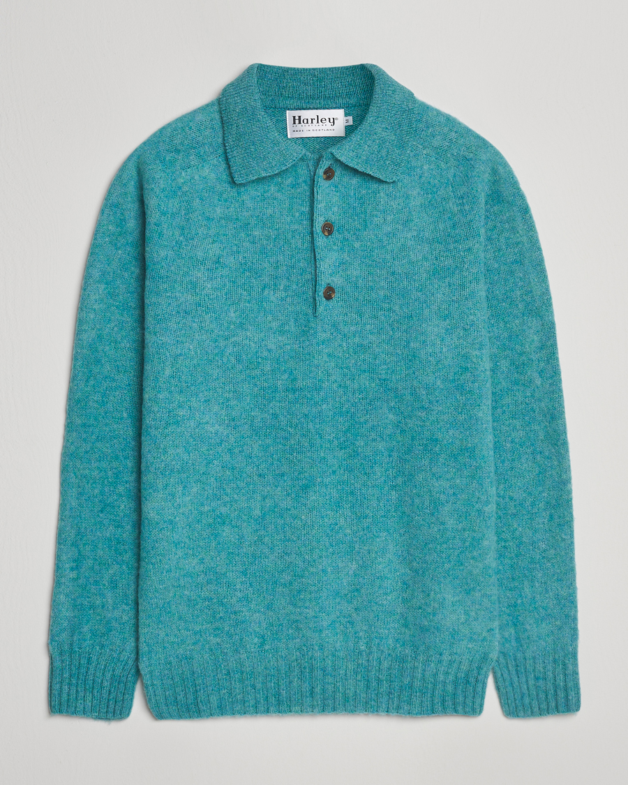 Herre | Trøjer | Harley Of Scotland | Brushed Supersoft Lambswool Polo Hummingbird