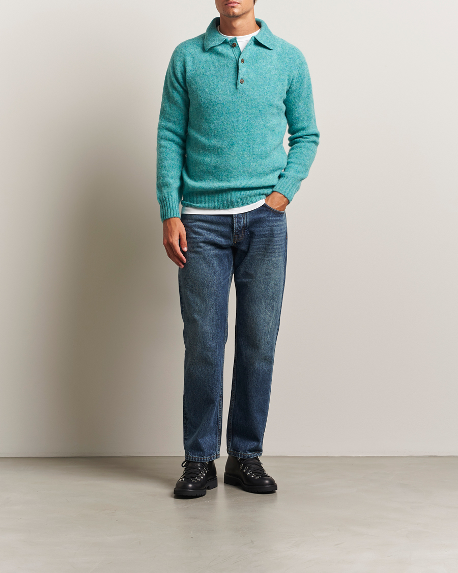 Herre | Trøjer | Harley Of Scotland | Brushed Supersoft Lambswool Polo Hummingbird
