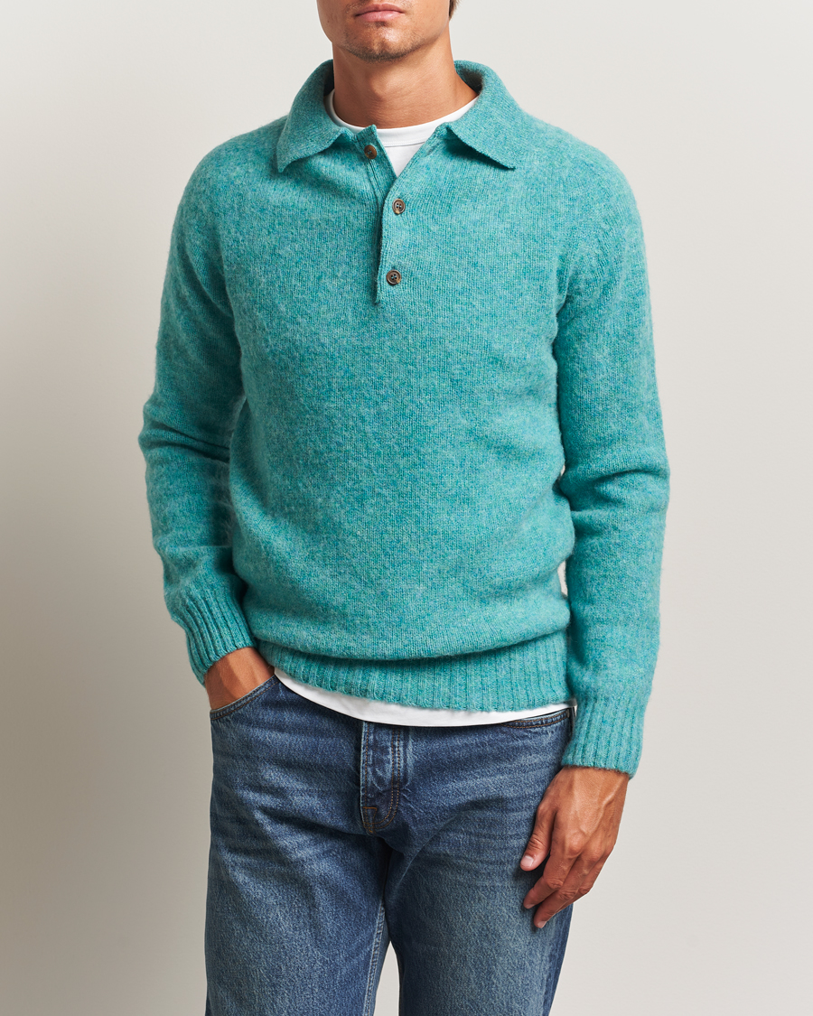 Herre | Trøjer | Harley Of Scotland | Brushed Supersoft Lambswool Polo Hummingbird
