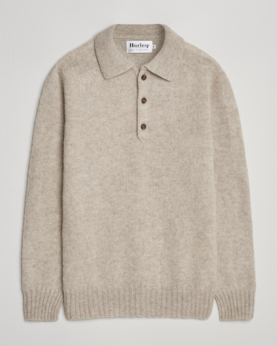 Herre | Trøjer | Harley Of Scotland | Brushed Supersoft Lambswool Polo Vellum