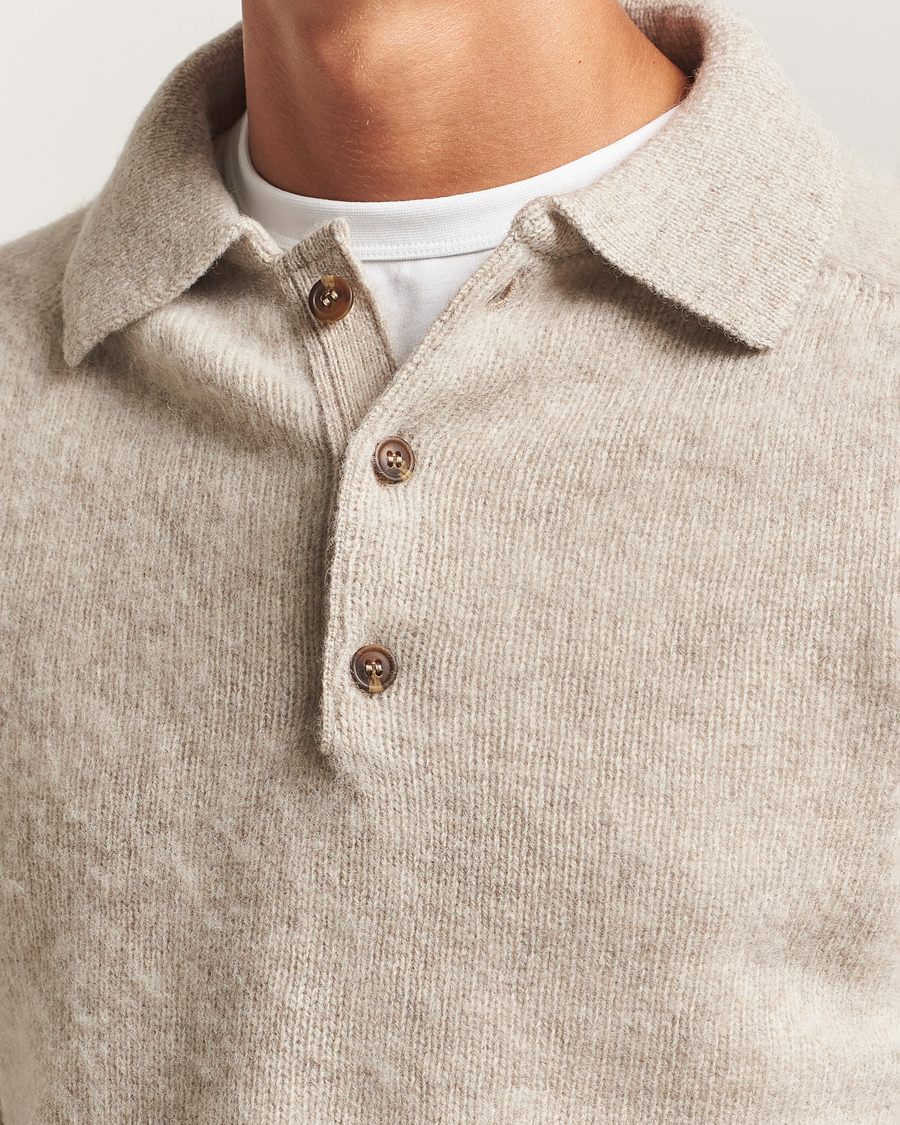 Herre | Trøjer | Harley Of Scotland | Brushed Supersoft Lambswool Polo Vellum