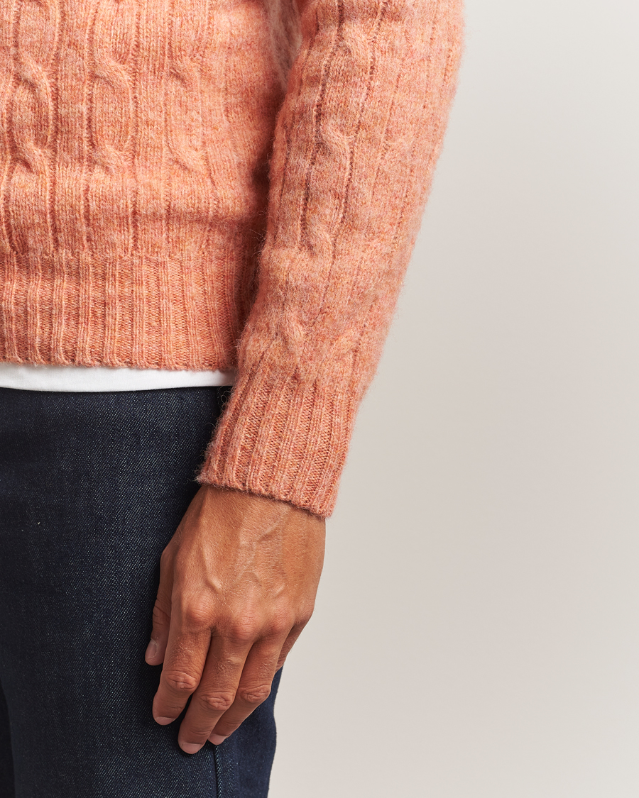 Herre | Trøjer | Harley Of Scotland | Brushed Supersoft Lambswool Cable Parfait