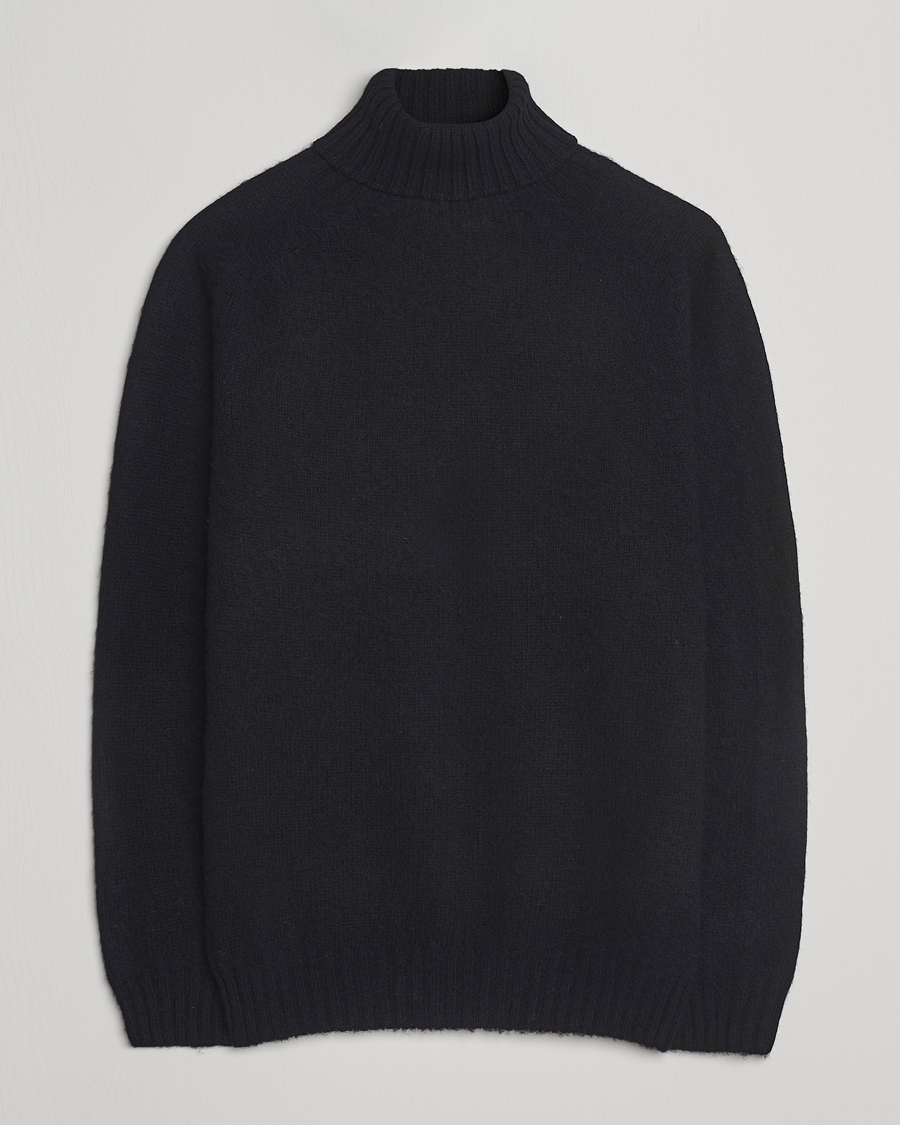 Herre | Trøjer | Harley Of Scotland | Brushed Supersoft Lambswool Rollneck Black