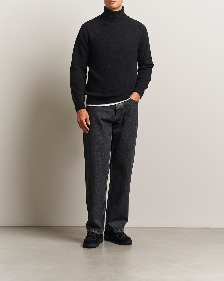 Herre | Trøjer | Harley Of Scotland | Brushed Supersoft Lambswool Rollneck Black