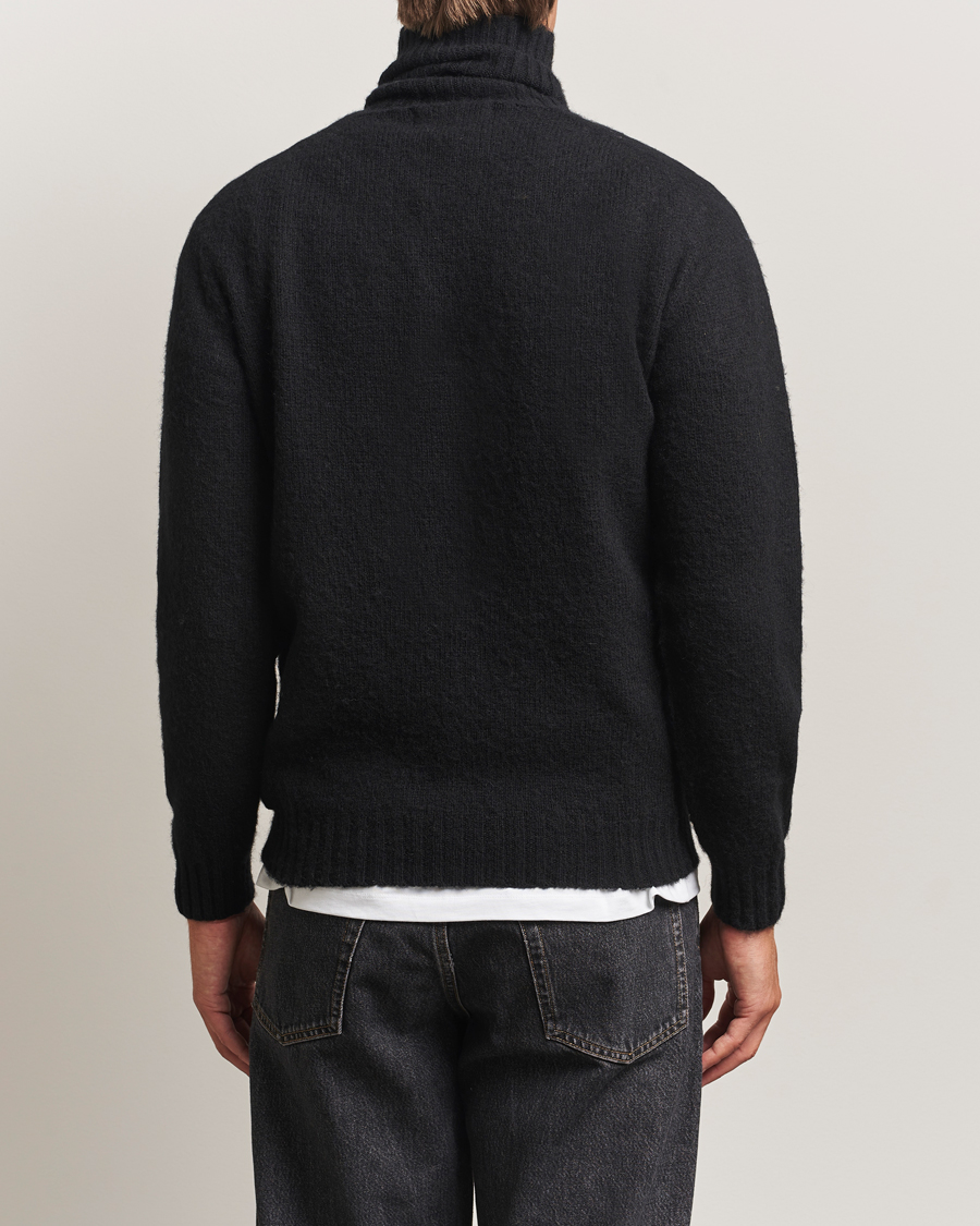 Herre | Trøjer | Harley Of Scotland | Brushed Supersoft Lambswool Rollneck Black