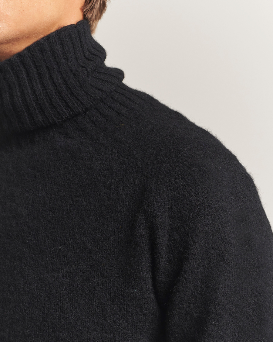 Herre | Trøjer | Harley Of Scotland | Brushed Supersoft Lambswool Rollneck Black