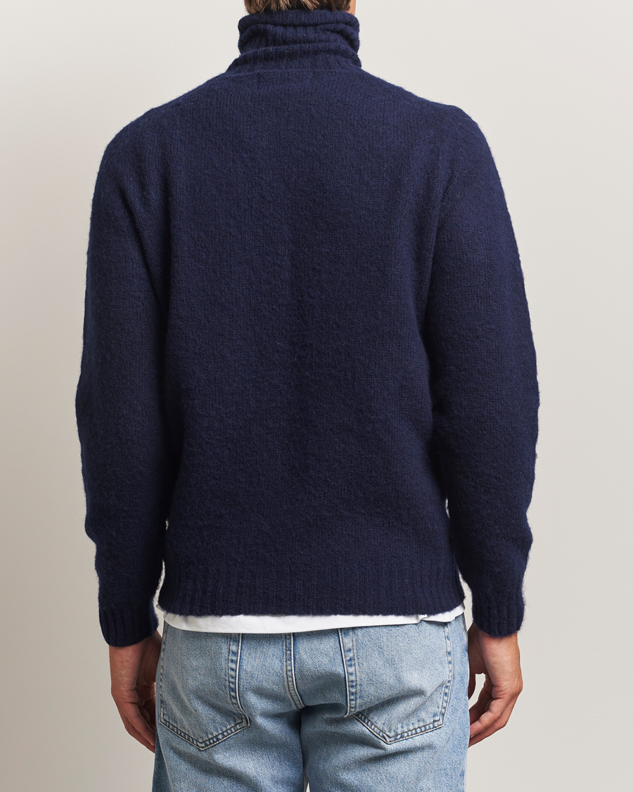 Herre | Trøjer | Harley Of Scotland | Brushed Supersoft Lambswool Rollneck Navy