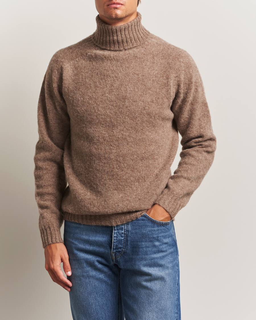 Herre | Trøjer | Harley Of Scotland | Brushed Supersoft Lambswool Rollneck Tundra