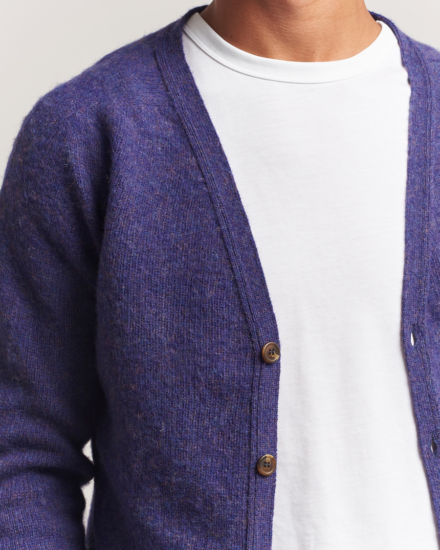 Herre | Trøjer | Harley Of Scotland | Brushed Supersoft Lambswool Cardigan Iris