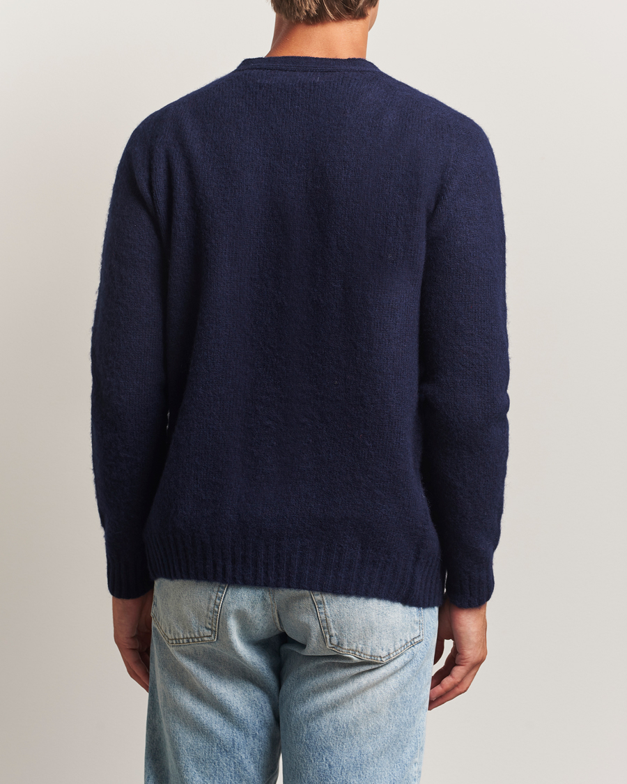 Herre | Trøjer | Harley Of Scotland | Brushed Supersoft Lambswool Cardigan Navy