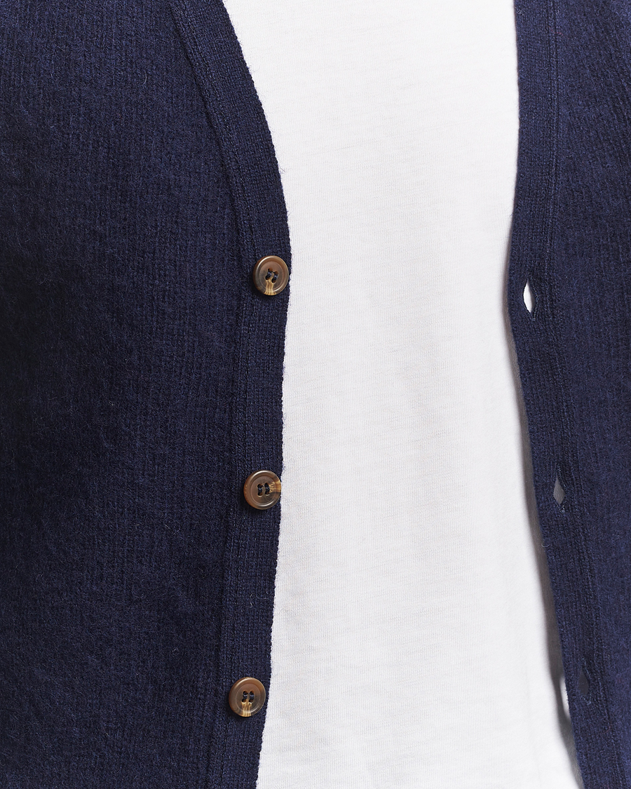 Herre | Trøjer | Harley Of Scotland | Brushed Supersoft Lambswool Cardigan Navy