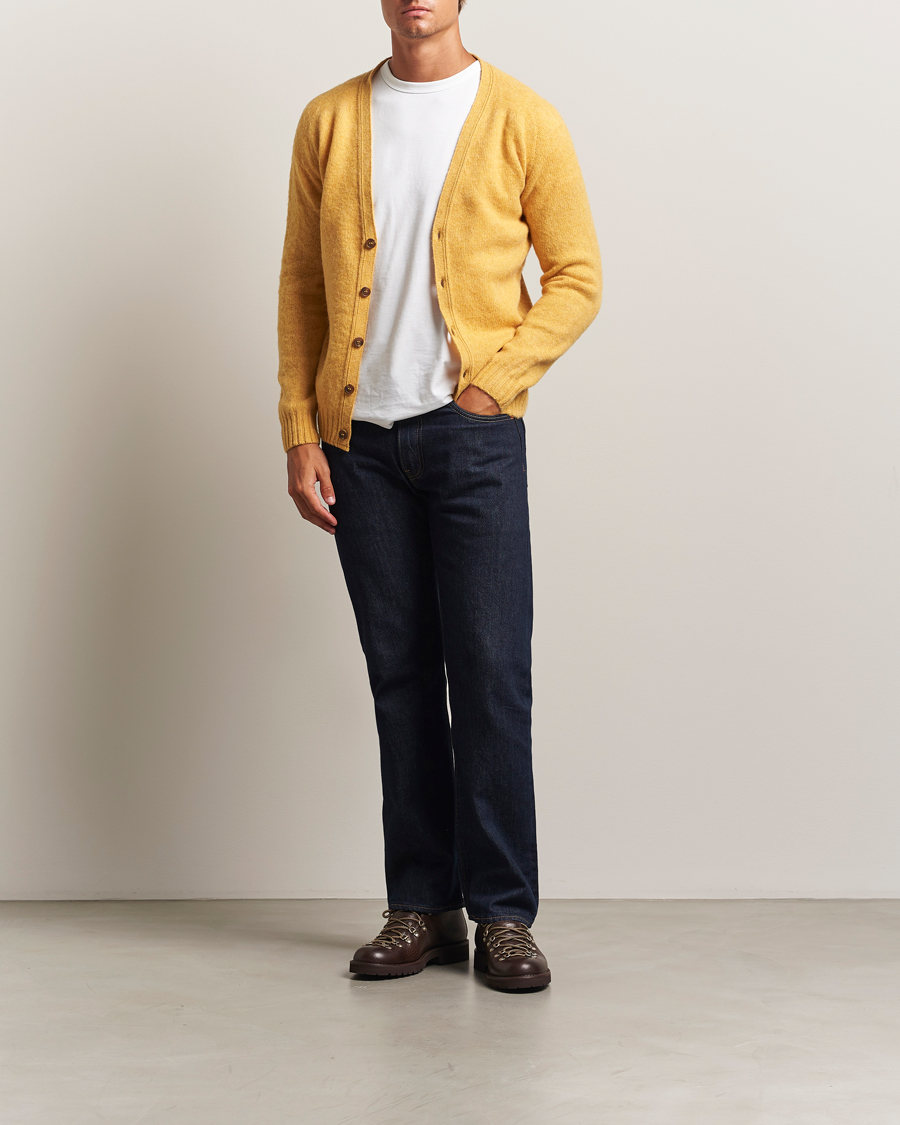Herre | Trøjer | Harley Of Scotland | Brushed Supersoft Lambswool Cardigan Nectar