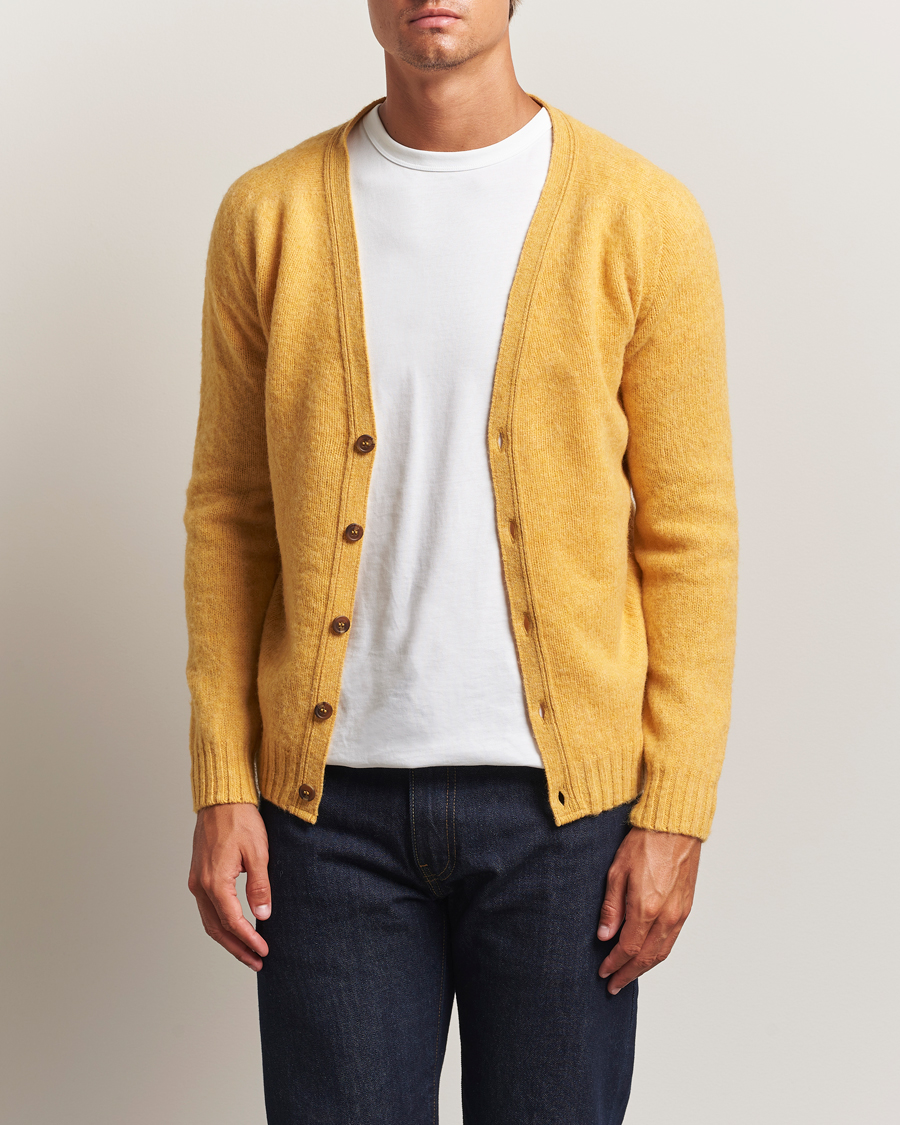Herre | Trøjer | Harley Of Scotland | Brushed Supersoft Lambswool Cardigan Nectar