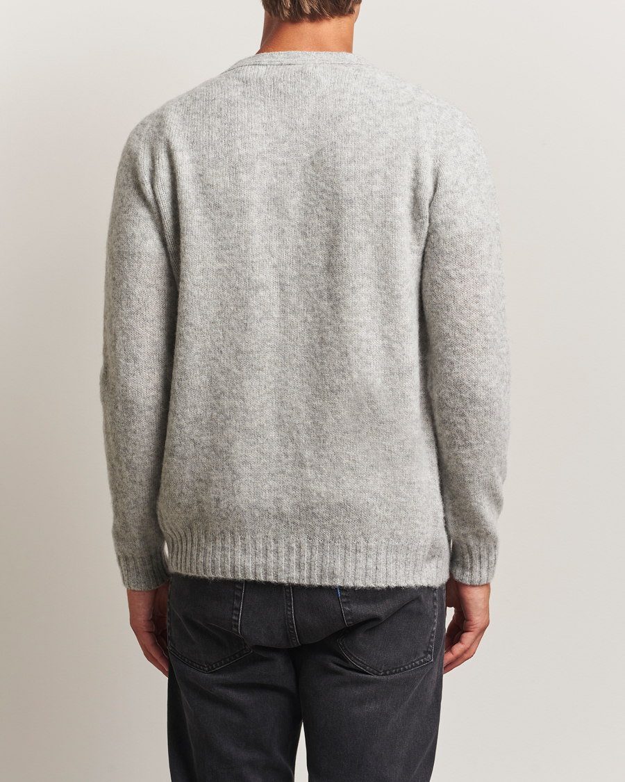 Herre | Trøjer | Harley Of Scotland | Brushed Supersoft Lambswool Cardigan Silver