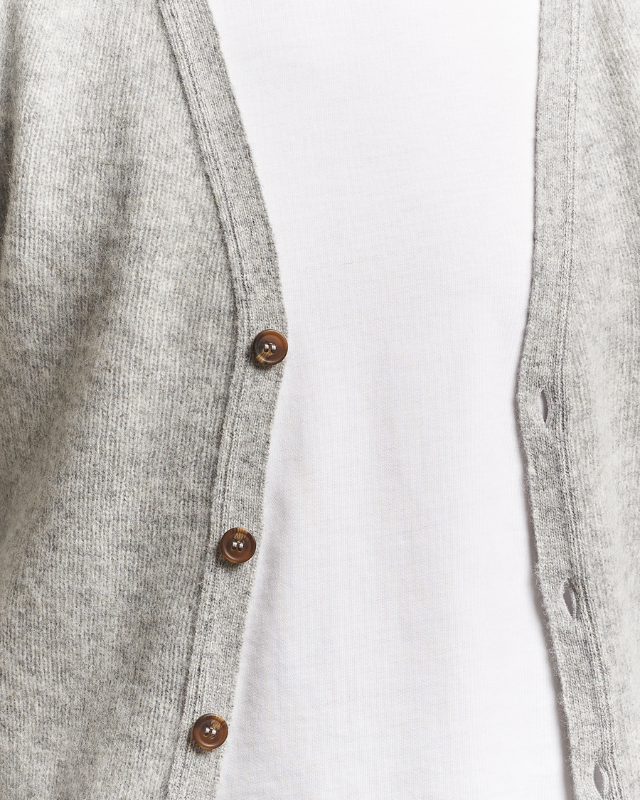 Herre | Trøjer | Harley Of Scotland | Brushed Supersoft Lambswool Cardigan Silver