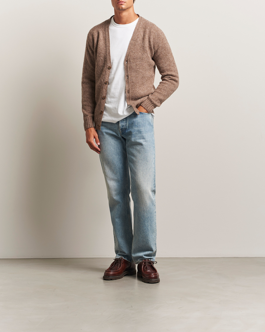Herre | Trøjer | Harley Of Scotland | Brushed Supersoft Lambswool Cardigan Tundra