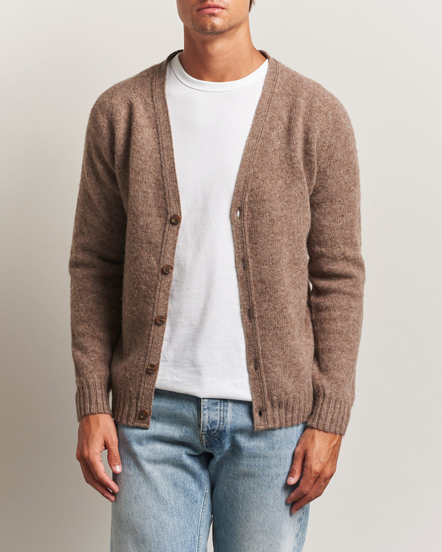 Herre | Trøjer | Harley Of Scotland | Brushed Supersoft Lambswool Cardigan Tundra