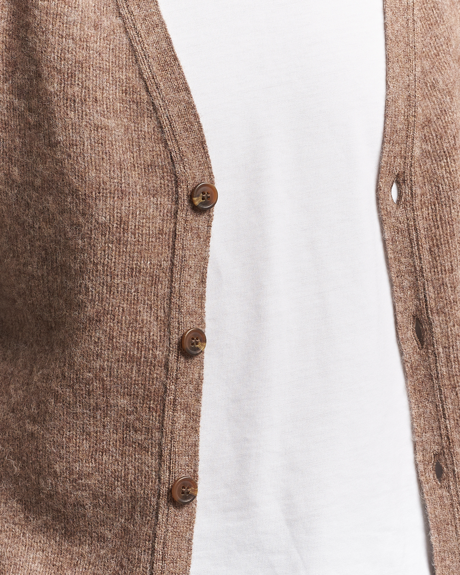 Herre | Trøjer | Harley Of Scotland | Brushed Supersoft Lambswool Cardigan Tundra