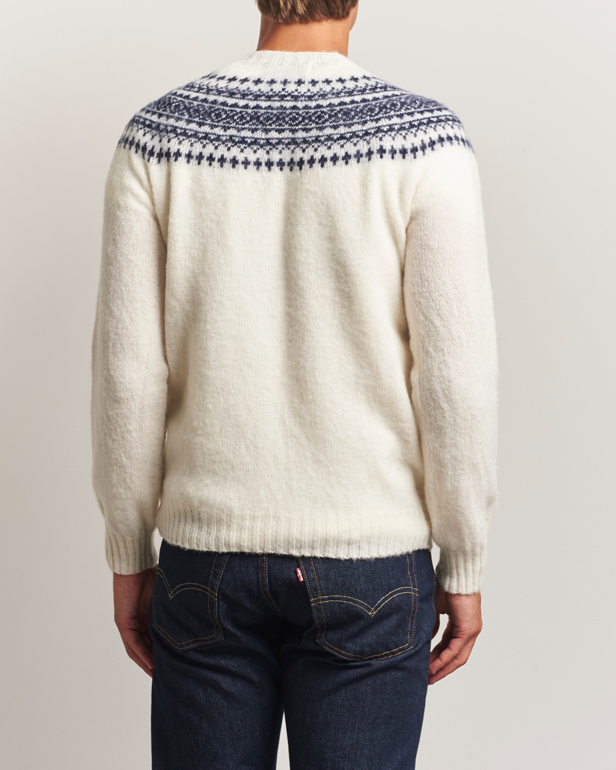 Herre | Trøjer | Harley Of Scotland | Brushed Supersoft Lambswool Yolk Fairisle White