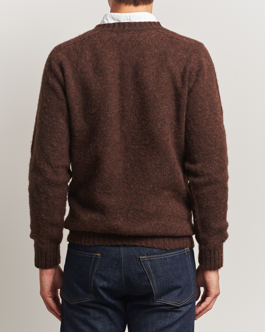 Herre | Trøjer | Harley Of Scotland for Care of Carl | Harley Of Scotland Brushed Supersoft Lambswool V-Neck Brown