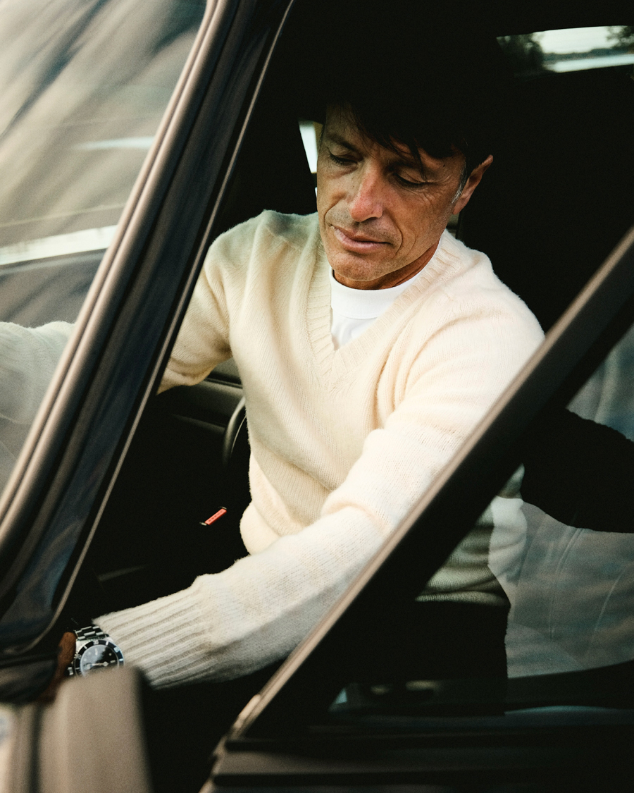 Herre | Trøjer | Harley Of Scotland for Care of Carl | Harley Of Scotland Brushed Supersoft Lambswool V-Neck Vanilla