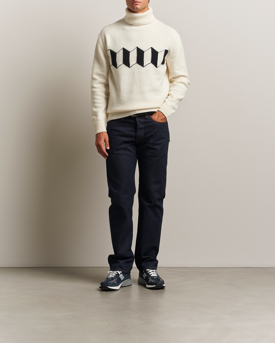 Herre | Trøjer | Baracuta | Flag Logo Wool Turtleneck Antique White
