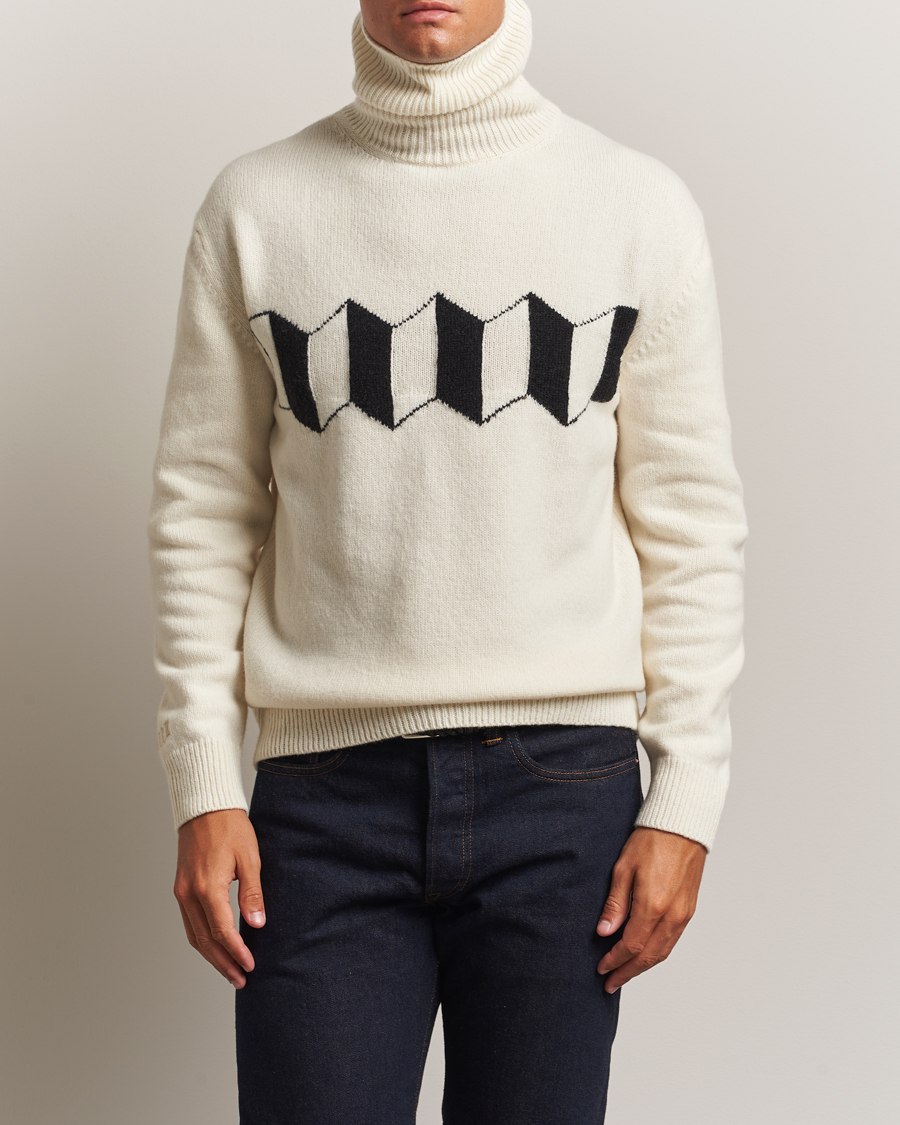 Herre | Trøjer | Baracuta | Flag Logo Wool Turtleneck Antique White