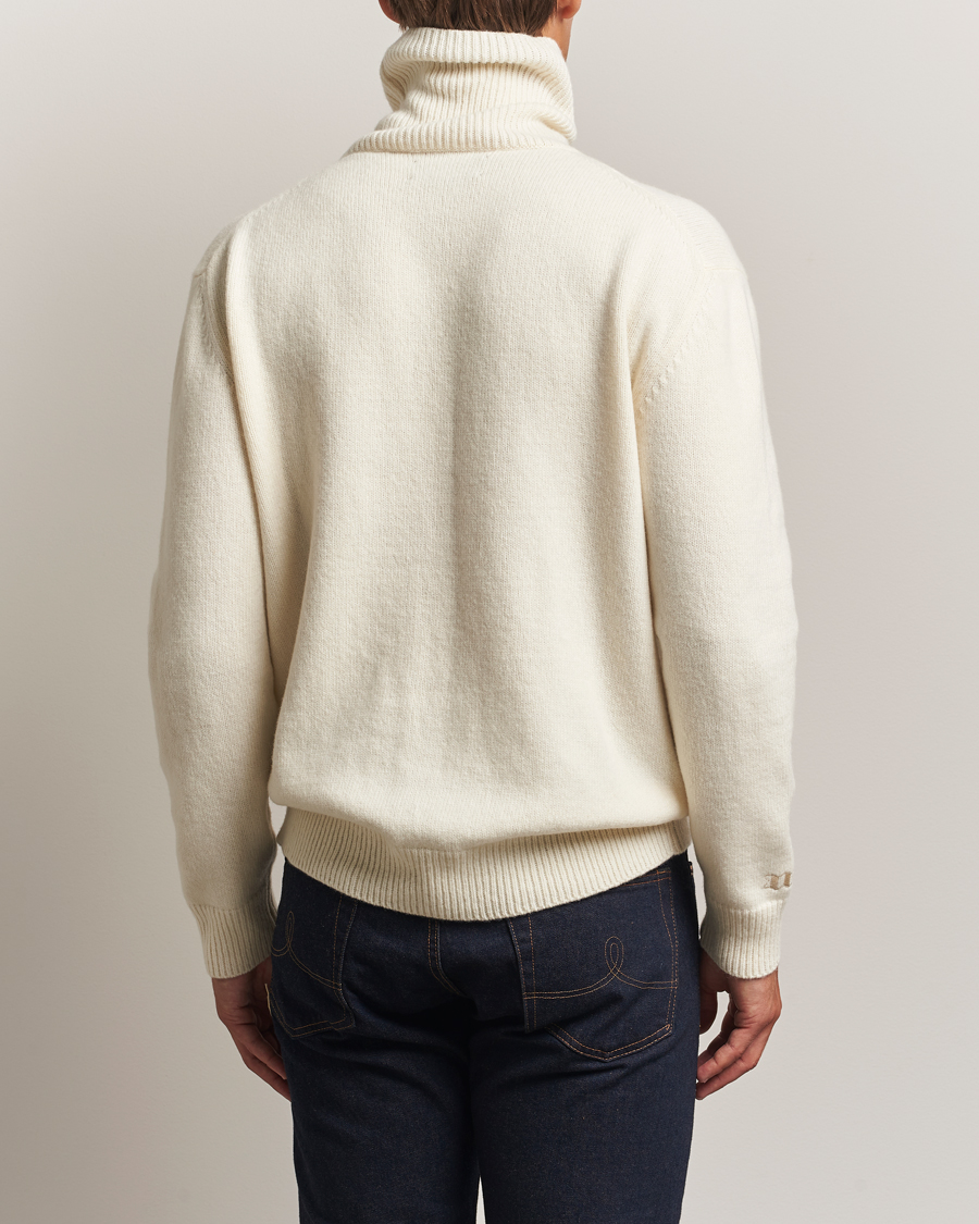 Herre | Trøjer | Baracuta | Flag Logo Wool Turtleneck Antique White