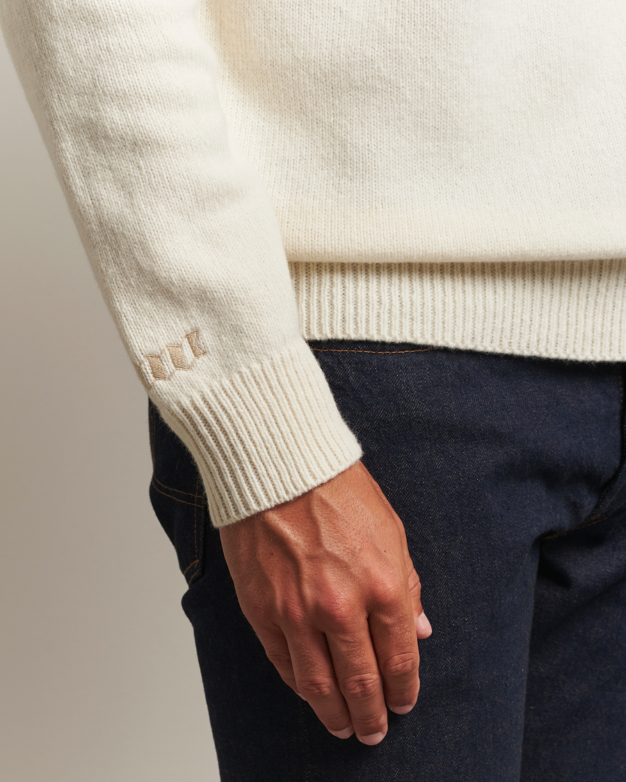 Herre | Trøjer | Baracuta | Flag Logo Wool Turtleneck Antique White
