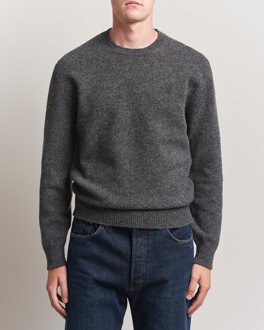 Herre | Trøjer | Baracuta | Shetland Virgin Wool Crew Neck Mid Grey