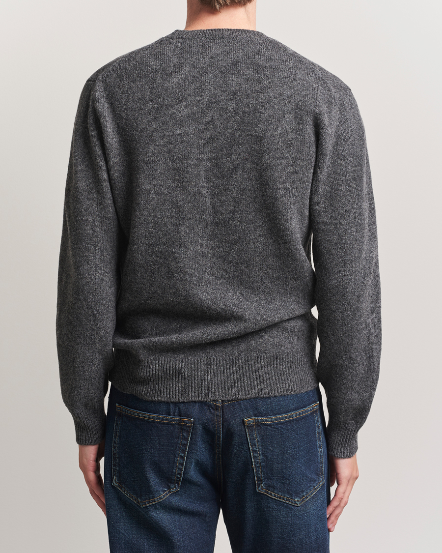 Herre | Trøjer | Baracuta | Shetland Virgin Wool Crew Neck Mid Grey