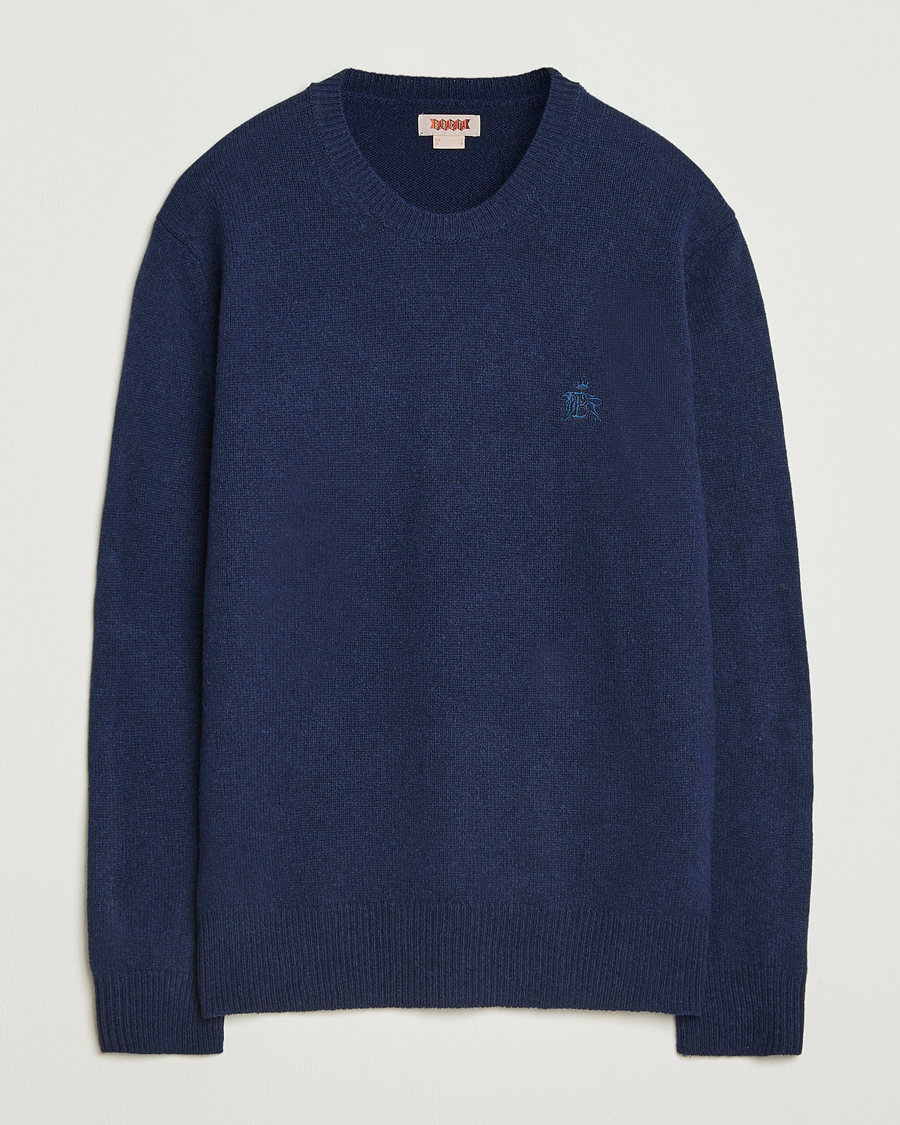 Herre | Trøjer | Baracuta | Shetland Virgin Wool Crew Neck Navy