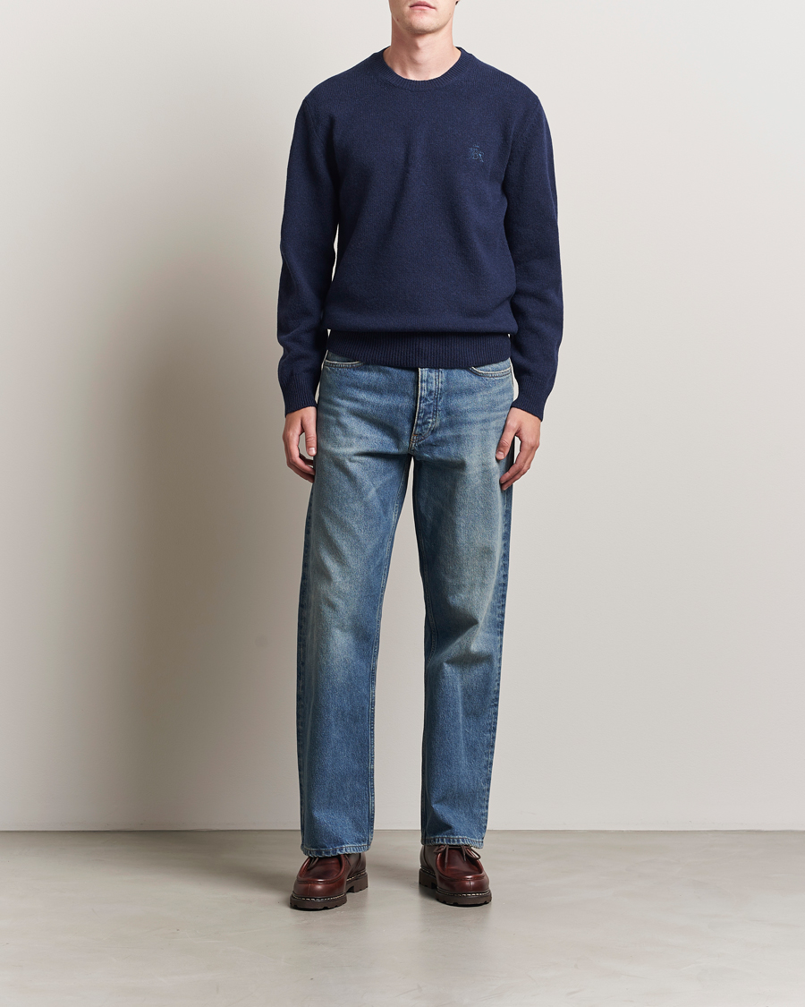 Herre | Trøjer | Baracuta | Shetland Virgin Wool Crew Neck Navy