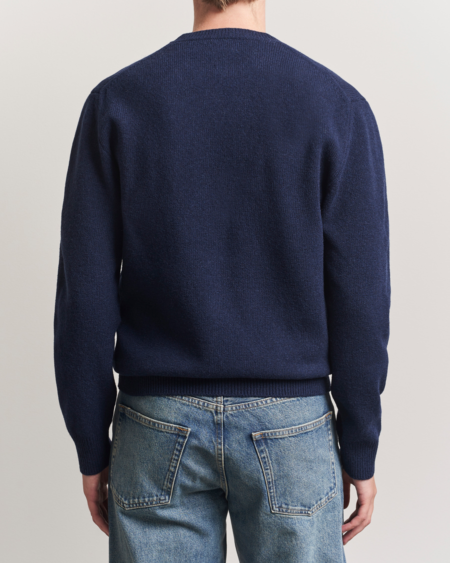 Herre | Trøjer | Baracuta | Shetland Virgin Wool Crew Neck Navy