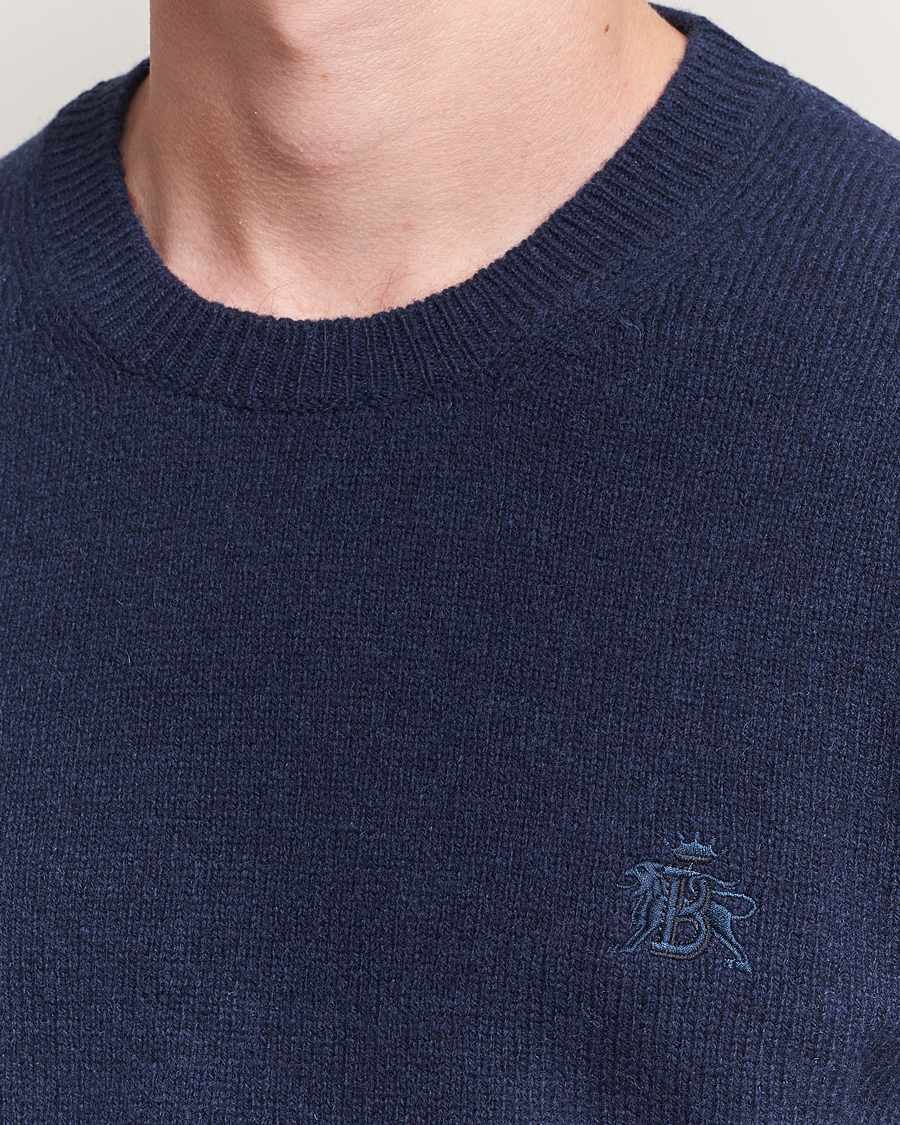 Herre | Trøjer | Baracuta | Shetland Virgin Wool Crew Neck Navy