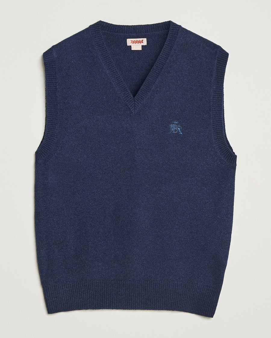 Herre | Trøjer | Baracuta | Shetland Virgin Wool Vest Navy