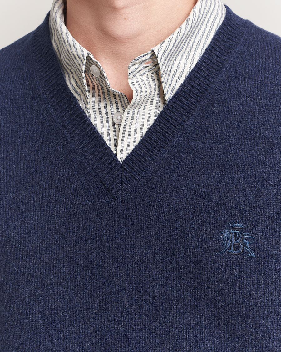 Herre | Trøjer | Baracuta | Shetland Virgin Wool Vest Navy