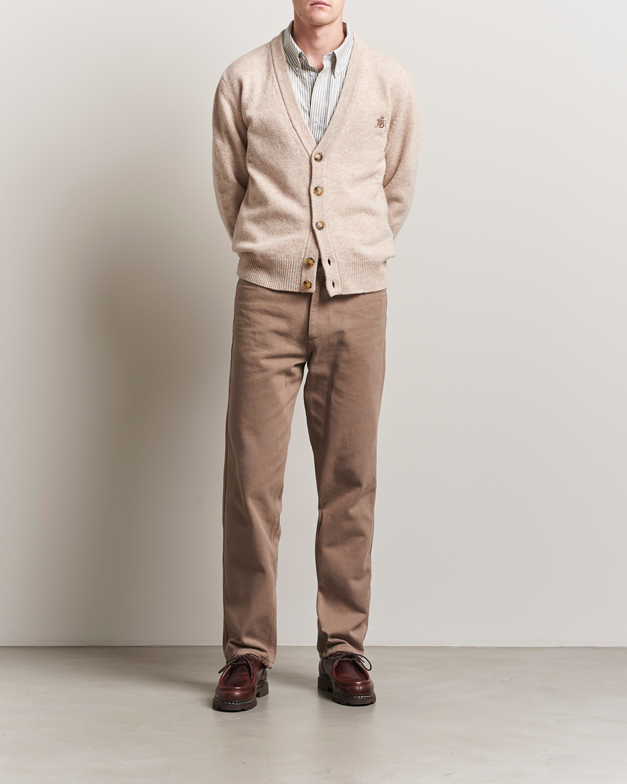 Herre | Trøjer | Baracuta | Shetland Virgin Wool Cardigan Antique White
