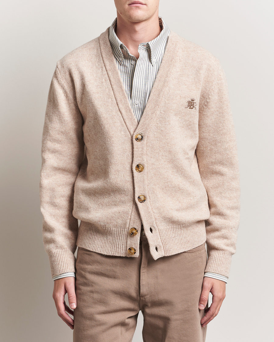 Herre | Trøjer | Baracuta | Shetland Virgin Wool Cardigan Antique White
