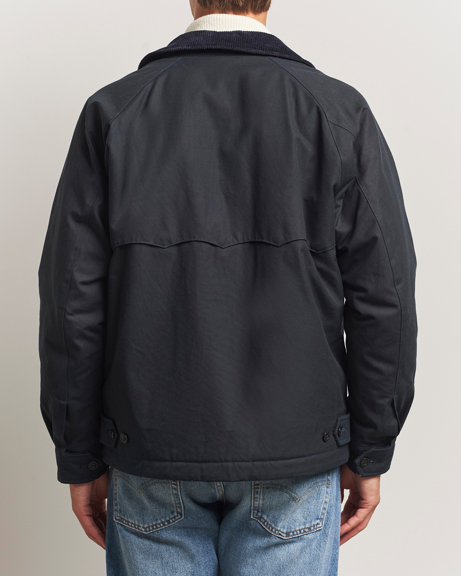 Herre | Jakker | Baracuta | Waxed Sherling Lined Deck Jacket Dark Navy