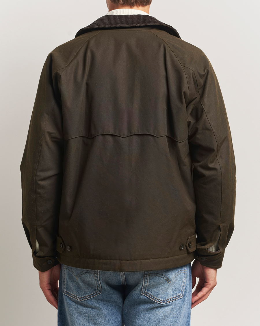 Herre | Jakker | Baracuta | Waxed Sherling Lined Deck Jacket Deep Moss