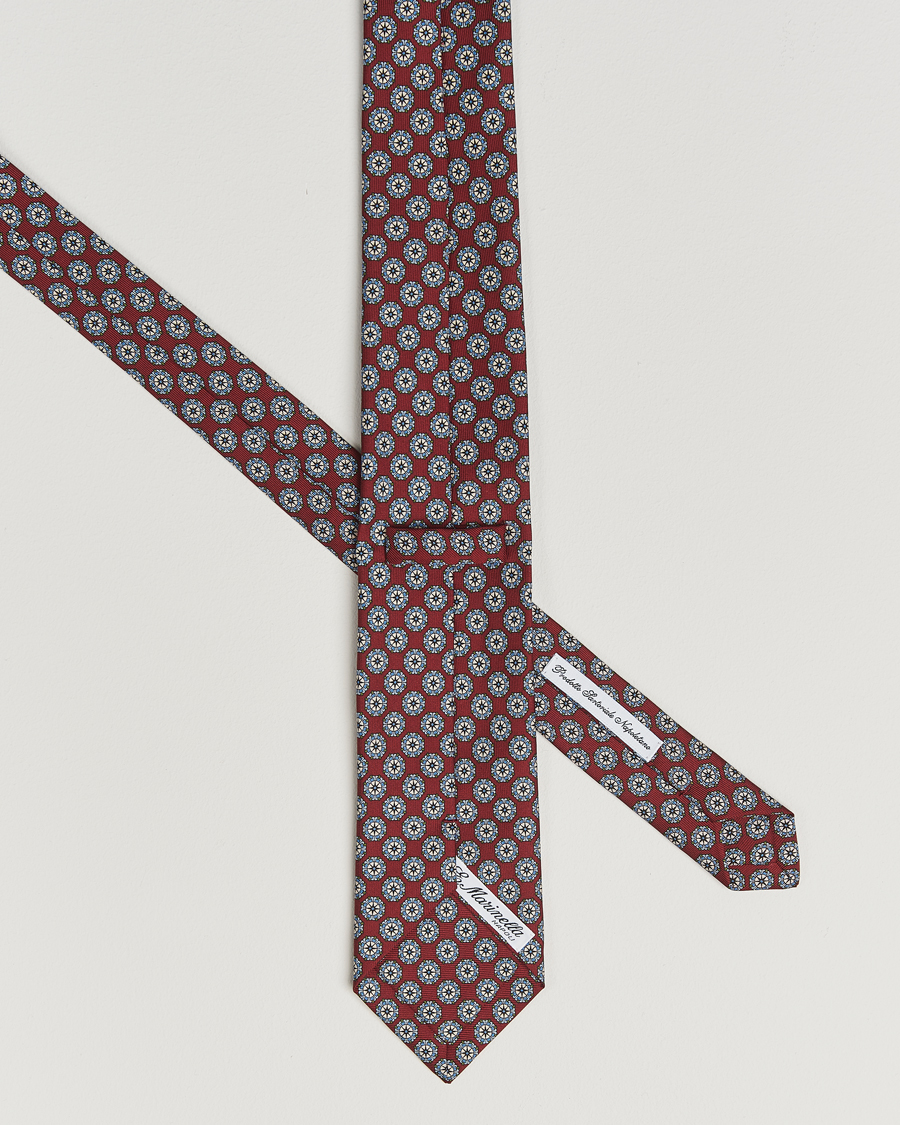 Herre | Slips | E. Marinella | 3-Fold Printed Silk Tie Burgundy