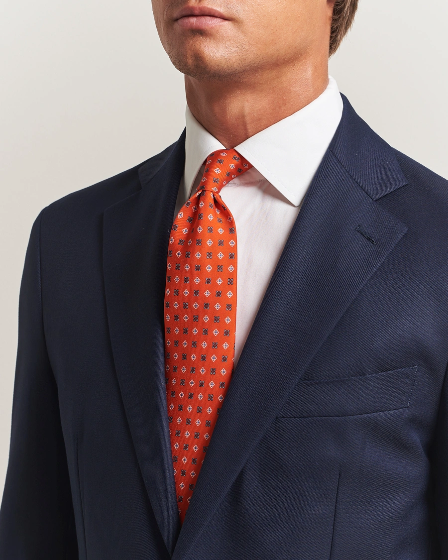 Herre | Slips | E. Marinella | 3-Fold Printed Silk Tie Red